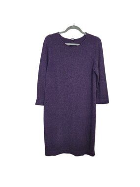 J. Jill Silk & Cotton Blend Textured Sweater Dress Purple Sz Medium Mature